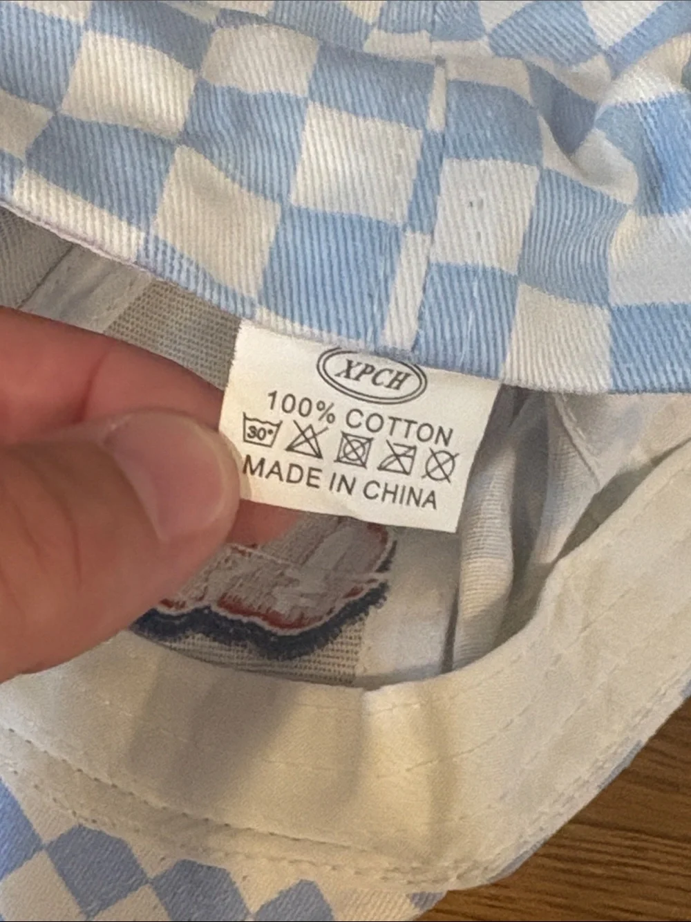 Light Blue & White Checkered Baseball Hat “Dip” Bar Shampoo One Size Adjustable